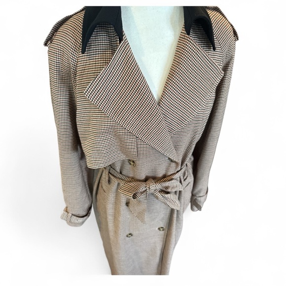 Rumored Notting Hill Houndstooth Trench Coat XS | Belted Longline Fall Jacket - Picture 7 of 9